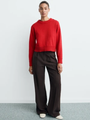 Sweter z dzianiny z ozdobnymi guzikami czerwony - Kobieta - - MANGO