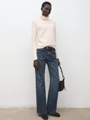 Sweter z dzianiny z wywijanym golfem kremowy / écru - Kobieta - - MANGO