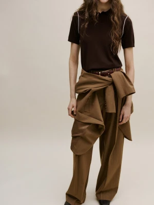 Sweter z kontrastowymi paskami czekoladowy - Kobieta - - MANGO