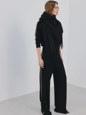 MANGO - Sweter z półgolfem w kontrastowe paski czarny - - Kobieta