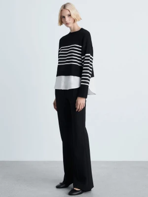 MANGO - Sweter z różnymi teksturami czarny - - Kobieta