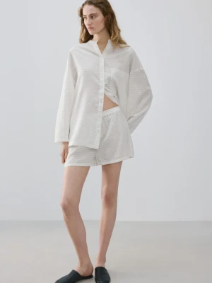 Szorty piżamowe w paski biały - Kobieta - - MANGO