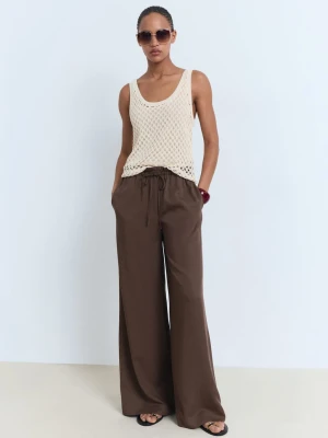 MANGO - Szydełkowy top na ramiączkach kremowy / écru - - Kobieta