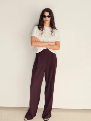 MANGO - T-shirt z haftowanymi detalami złamana biel - - Kobieta