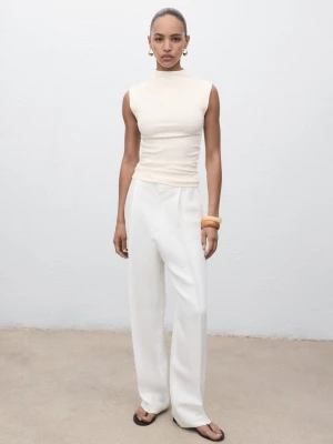 MANGO - Dopasowany top z marszczeniami rudy - - Kobieta