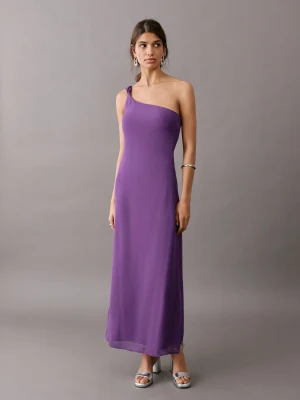 Asymetryczna sukienka z węzłem purpurowy - Dziewczyna - - MANGO TEEN