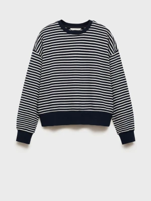 MANGO TEEN - Bawełniana bluza w paski ciemnogranatowy - - Dziewczyna