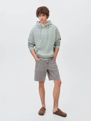 MANGO TEEN - Bawełniana bluza z kapturem pastelowa zieleń - - Chłopak