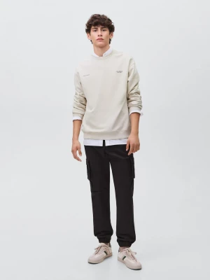 MANGO TEEN - Bawełniana bluza ze wzorem jasny / pastelowy szary - - Chłopak