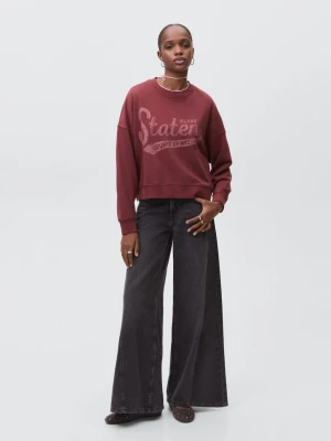 MANGO TEEN - Bawełniana bluza ze wzorem kasztanowy - - Dziewczyna