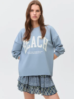 MANGO TEEN - Bawełniana bluza ze wzorem niebieski - - Dziewczyna