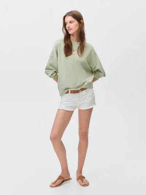 MANGO TEEN - Bawełniana bluza ze wzorem pastelowa zieleń - - Dziewczyna
