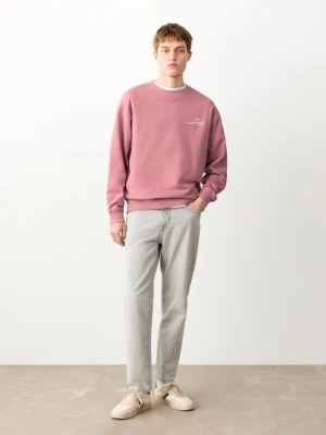 MANGO TEEN - Bawełniana bluza ze wzorem różowy - - Chłopak