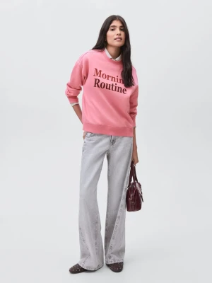 MANGO TEEN - Bawełniana bluza ze wzorem różowy - - Dziewczyna
