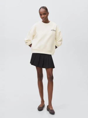 MANGO TEEN - Bawełniana bluza ze wzorem złamana biel - - Dziewczyna