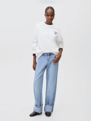 MANGO TEEN - Bawełniana bluza ze wzorem złamana biel - - Dziewczyna