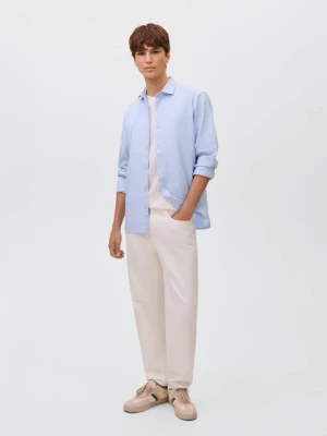 MANGO TEEN - Bawełniana koszula basic niebieski - - Chłopak