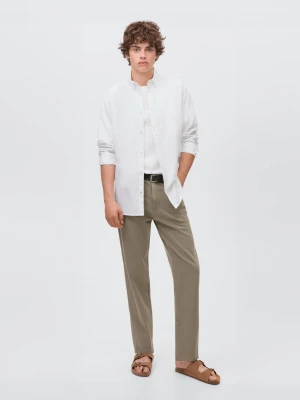 MANGO TEEN - Bawełniana koszula basic złamana biel - - Chłopak