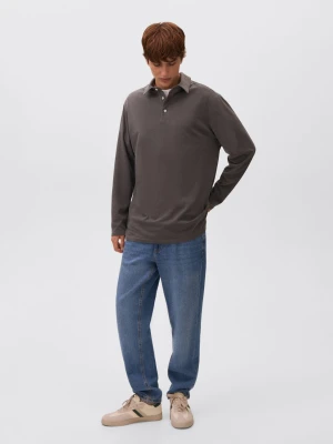 MANGO TEEN - Bawełniane polo basic antracytowy - - Chłopak