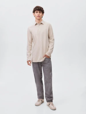 MANGO TEEN - Bawełniane polo basic piaskowy - - Chłopak