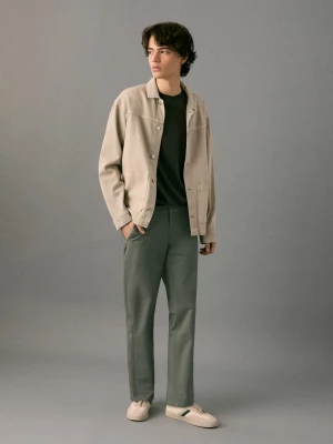 MANGO TEEN - Bawełniane spodnie chinos zielony - - Chłopak