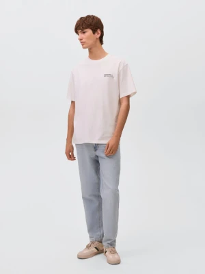 MANGO TEEN - Bawełniany wzorzysty t-shirt złamana biel - - Chłopak