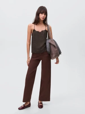 MANGO TEEN - Bieliźniany top w panterkę brązowy - - Dziewczyna