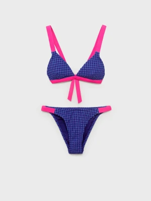 MANGO TEEN - Bikini w kratkę vichy ciemnogranatowy - - Dziewczyna