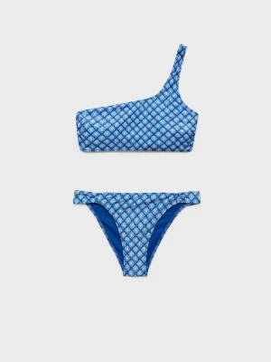 MANGO TEEN - Bikini o asymetrycznym kroju z nadrukiem electric blue - - Dziewczyna