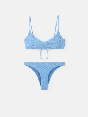 MANGO TEEN - Bikini z fakturą i figami brazylijskimi niebieski - - Dziewczyna