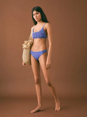 MANGO TEEN - Bikini z nadrukiem i marszczeniem electric blue - - Dziewczyna