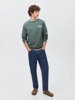 MANGO TEEN - Bluza bawełniana z nadrukiem ciemnoniebieski - - Chłopak