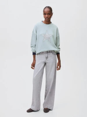 MANGO TEEN - Bluza z gwiazdą z ćwieków zielony - - Dziewczyna