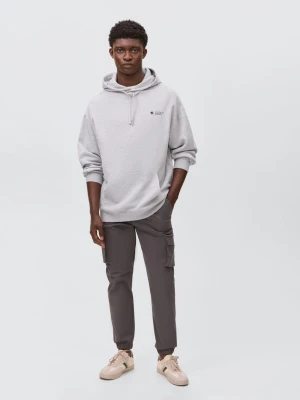 MANGO TEEN - Bluza z kapturem i nadrukiem średni szary - - Chłopak