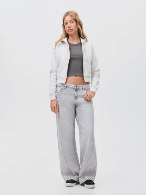 MANGO TEEN - Bluza z kapturem i suwakiem ciemnogranatowy - - Dziewczyna