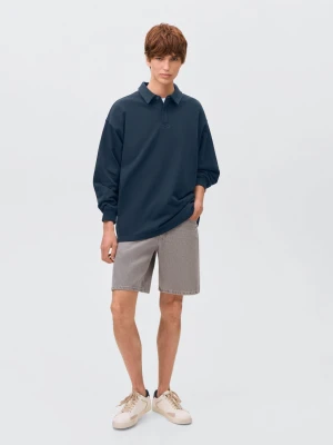 MANGO TEEN - Bluza z kołnierzykiem polo granatowy - - Chłopak