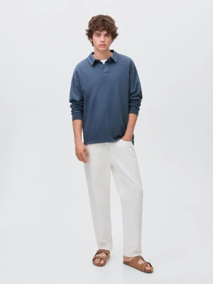 MANGO TEEN - Bluza z kołnierzykiem polo niebieski - - Chłopak