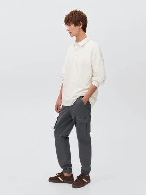 MANGO TEEN - Bluza z kołnierzykiem polo złamana biel - - Chłopak