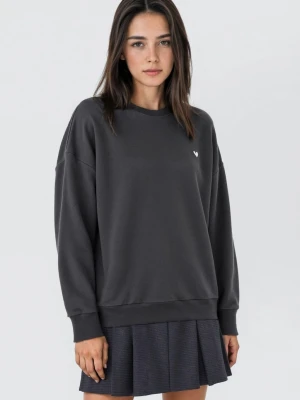 MANGO TEEN - Bluza z wyszywanym napisem antracytowy - - Dziewczyna