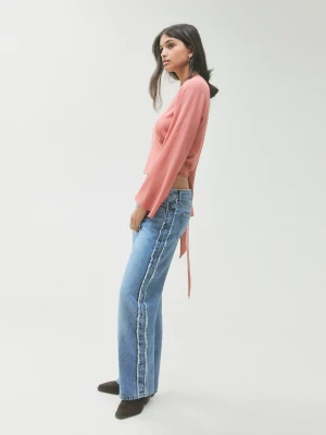 MANGO TEEN - Bluzka kopertowa z wiązaniem na kokardę pomarańczowy - - Dziewczyna