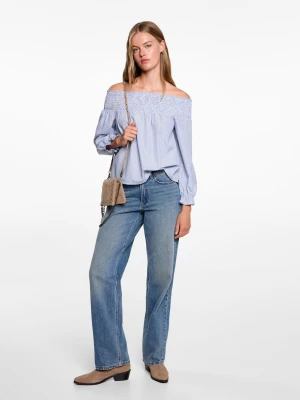 MANGO TEEN - Bluzka off shoulder błękitny - - Dziewczyna