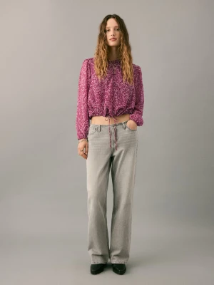 MANGO TEEN - Bluzka wzór paisley kasztanowy - - Dziewczyna