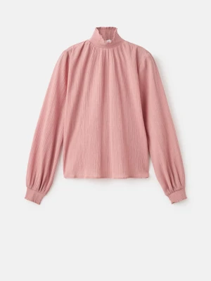 MANGO TEEN - Bluzka z wysokim marszczonym kołnierzem jasny/pastelowa purpura - - Dziewczyna