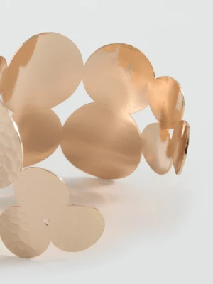 MANGO TEEN - Bransoletka z łączonych materiałów złoty - Rozmiar uniwersalny - Dziewczyna