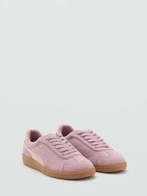 MANGO TEEN - Buty sportowe z łączonych materiałów z zamszem blady róż - - Dziewczyna