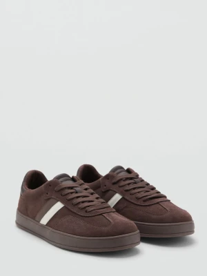 MANGO TEEN - Buty sportowe z łączonych materiałów z zamszem brązowy - - Chłopak