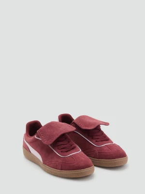 MANGO TEEN - Buty sportowe z łączonych materiałów z zamszem burgund - - Dziewczyna