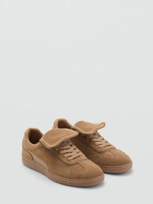 MANGO TEEN - Buty sportowe z łączonych materiałów z zamszem piaskowy - - Dziewczyna