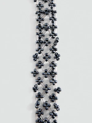 Choker z siateczką i koralikami czarny - Dziewczyna - Rozmiar uniwersalny - MANGO TEEN