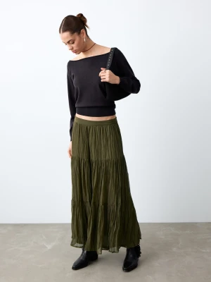 Długa lejąca spódnica khaki - Dziewczyna - - MANGO TEEN